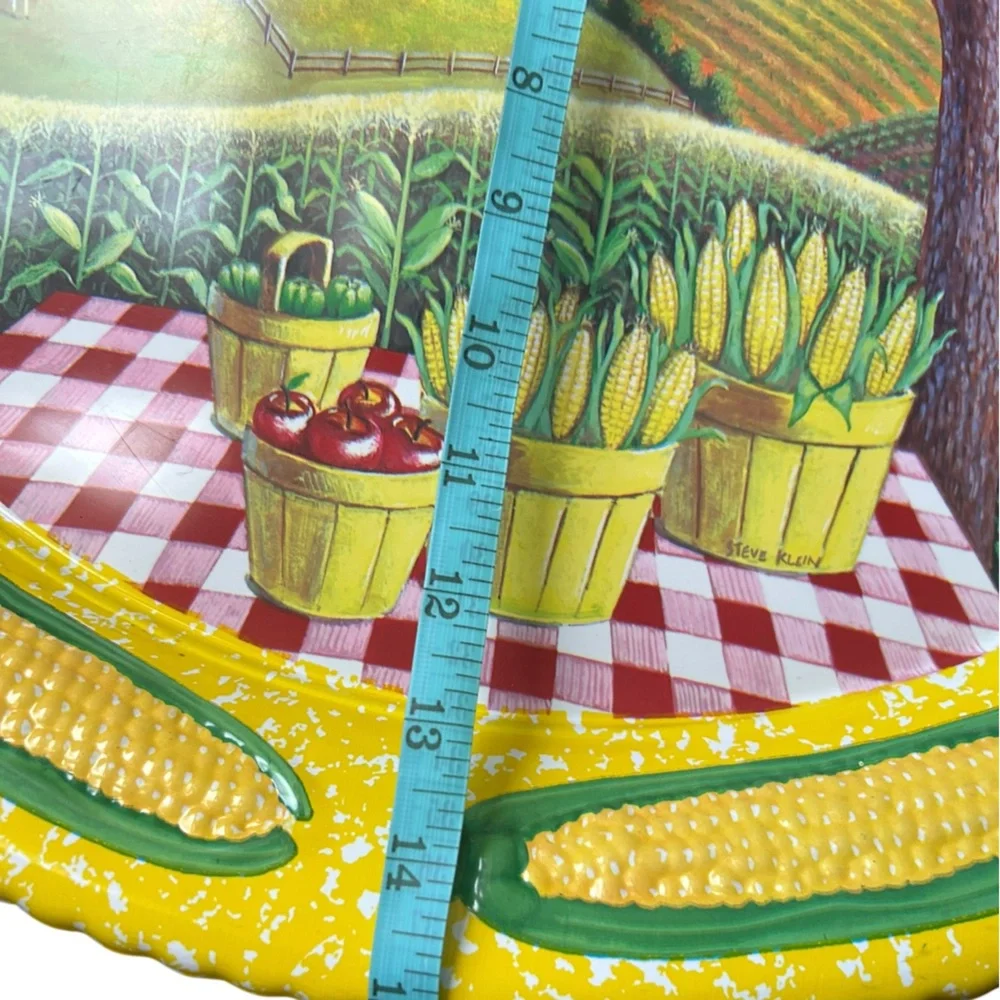 Vintage Ullman Corn Platter Farm Life Food Serving Tray Yellow Kitschy Prairie